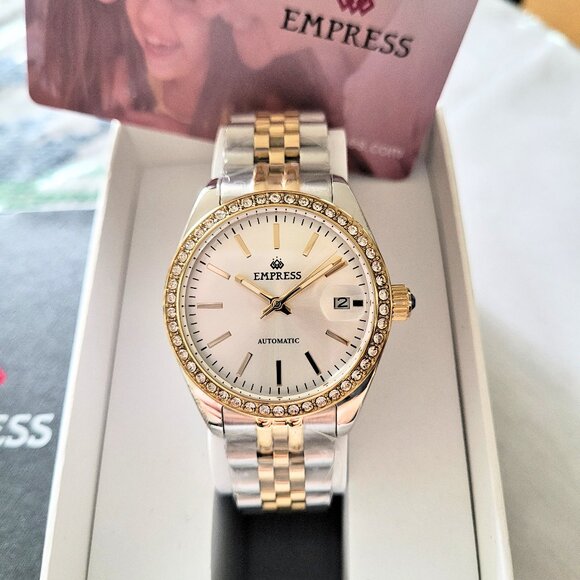 Empress Automatic Constance EM1505 2-Tone Jeweled Women's Watch - Picture 1 of 9